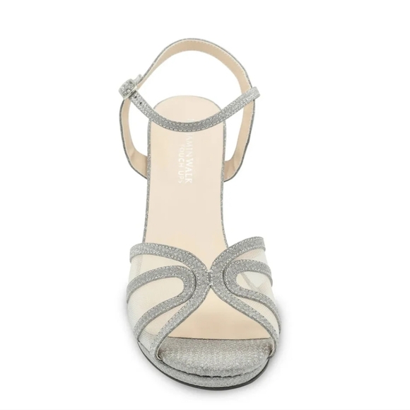 Benjamin Walk NWT Anya Silver Glitter Platform Heeled Sandal Size 7M - Picture 3 of 11